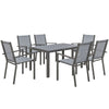 DodiOnline Seven-Piece Garden Dining Set, with Plastic Wood-Top Table - Grey