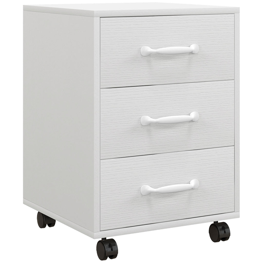 DodiOnline 3 Drawer File Cabinet, Mobile Filing Cabinet on Wheels for Home Office, Study, White