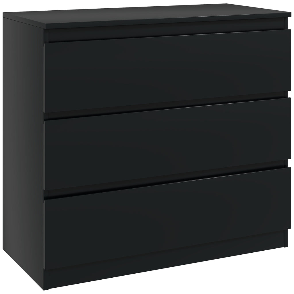 DodiOnline Chest of Drawers, 3-Drawer Storage Organiser Unit for Bedroom, Living Room, Black