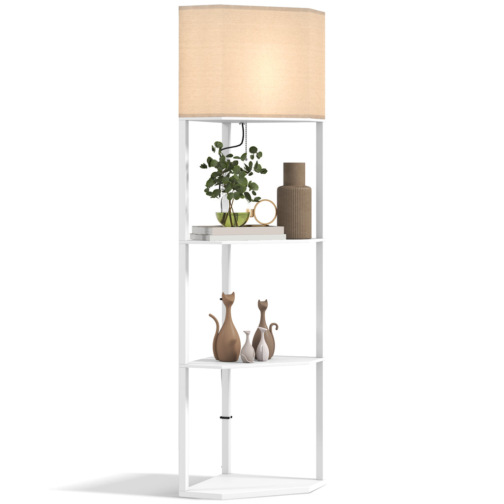 DodiOnline Three-Shelf Corner Floor Lamp - White