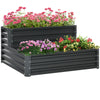 DodiOnline 2 Tier Raised Garden Bed, Galvanised Planter Box with Open Bottom for Vegetables Flowers Herbs, 120x101x58cm, Dark Grey