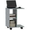 DodiOnline C-Shape End Table Unique Storage Unit w/ 2 Shelves 4 Wheels Freestanding Home Office Furniture Cabinet Square Studio Grey