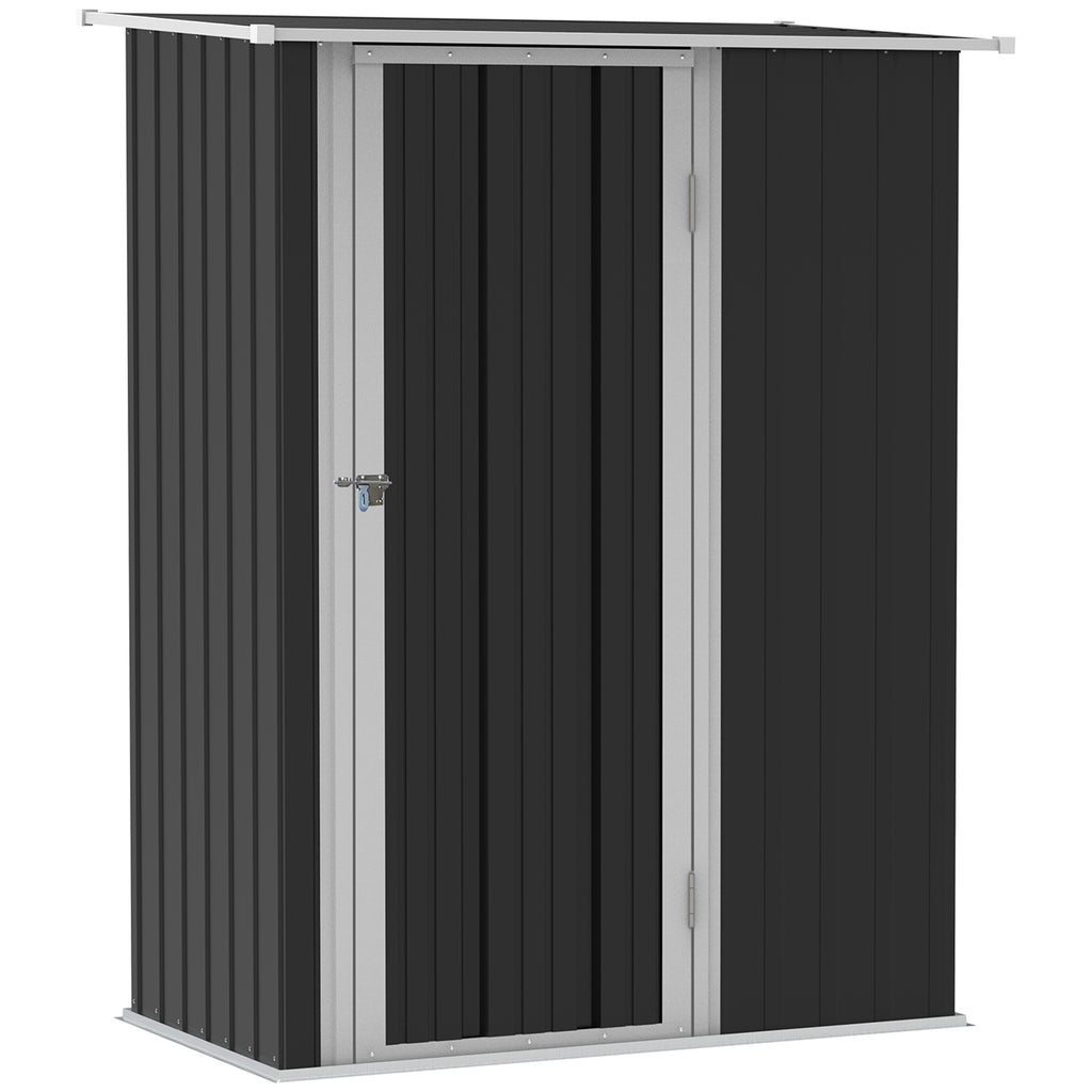 DodiOnline 5ft x 3ft Garden Metal Storage Shed, Outdoor Tool Shed with Sloped Roof, Lockable Door for Tools, Equipment, Grey