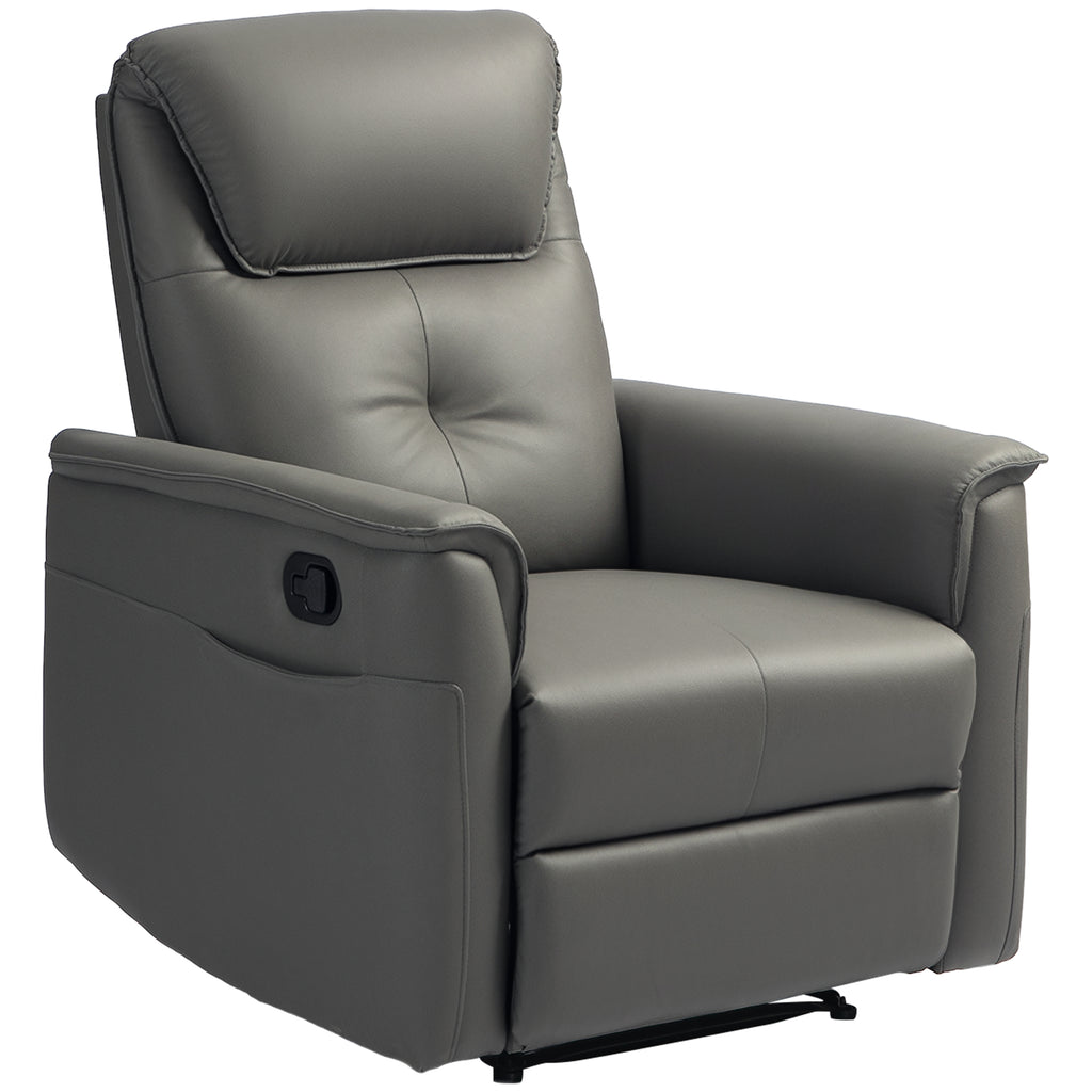 DodiOnline Recliner Armchair with Thick Padded Spring Cushion, Microfibre Manual Reclining Chair with Adjustable Leg Rest, Side Pockets for Living Room, Bedroom, Light Grey