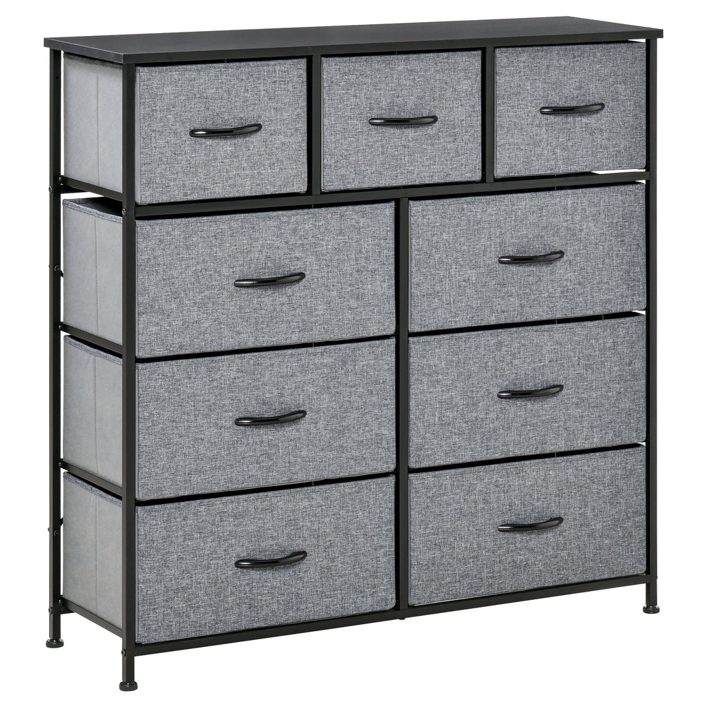 DodiOnline Nine Drawer Fabric Dresser - Grey