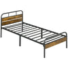 DodiOnline Industrial-Style Single Bed Frame - Black/Brown