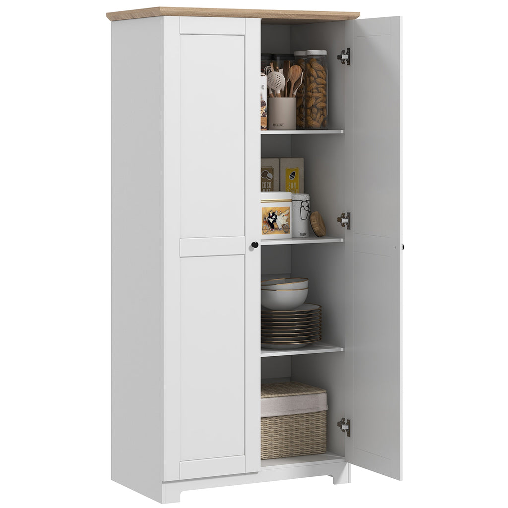 DodiOnline 172cm Kitchen Cupboard, Freestanding Storage Cabinet with Doors and Shelves, Modern 2-Door Kitchen Pantry Cupboard for Dining Room, White