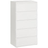 DodiOnline Chest of Drawers, 5 Drawers Storage Cabinet Floor Tower Cupboard for Bedroom Living Room, White