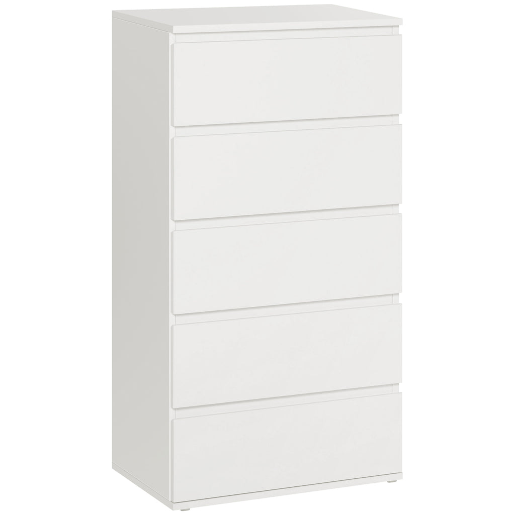 DodiOnline Chest of Drawers, 5 Drawers Storage Cabinet Floor Tower Cupboard for Bedroom Living Room, White