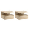 DodiOnline Set of Two Floating Bedside Tables - Oak Tone