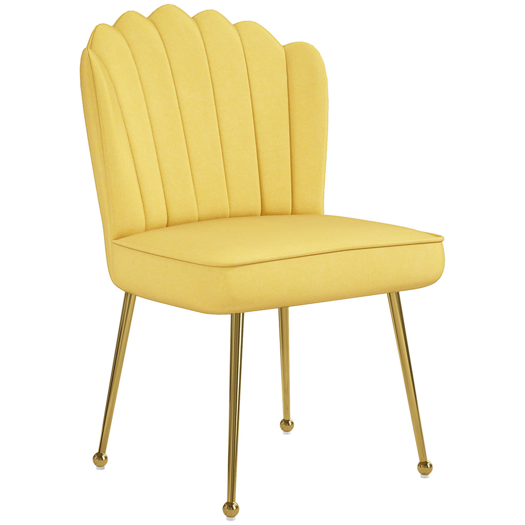 DodiOnline Velvet-Feel Shell Accent Chair - Yellow