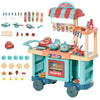 DodiOnline 50 Pcs Kids Kitchen Play set Fast Food Trolley Cart Pretend Playset Toys with Play Food Cashier Register Accessories Gift for Boys Girls Age 3-6