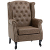 DodiOnline Wingback Accent Chair Tufted Chesterfield-style Armchair with Nail Head Trim for Living Room Bedroom Brown