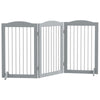 PawHut Foldable Dog Gate, Freestanding Pet Gate, with Two Support Feet, for Staircases, Hallways, Doorways - Grey