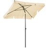 DodiOnline Garden Parasol Umbrella, Outdoor Market Table Umbrella with Ruffles & Aluminium Pole, Rectangular Tilting Parasol Sun Shade Canopy, 2 x 1.3m, Beige