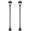 DodiOnline Set of 2 Outdoor Garden Solar Post Lamp Sensor Dimmable LED Lantern Bollard IP44 Energy-saving 1.2M Tall, Black