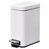 DodiOnline 5L Rectangular Compact Bin Steel Body Removable Bucket Quiet-Close Lid w/ Pedal Lid Rubbish Trash Can Home Office Bedroom Bathroom Living Room Garbage Tidy Clean White