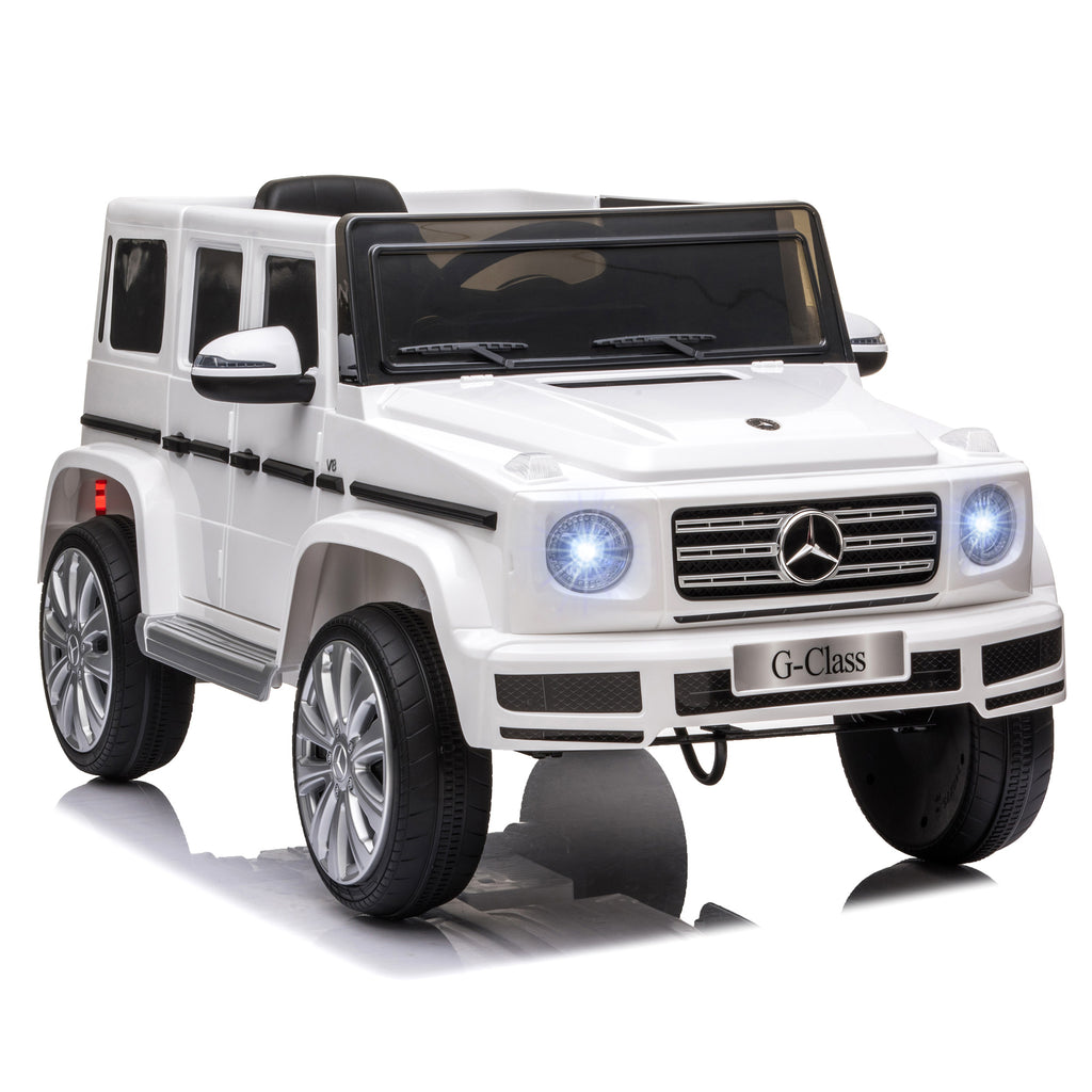 DodiOnline Mercedes Benz G500 Licensed 12V Kids Electric Ride On Car  Toy with Parental Remote Control Battery-powered 2 Motors Music Lights MP3 for 3-8 Years Old White