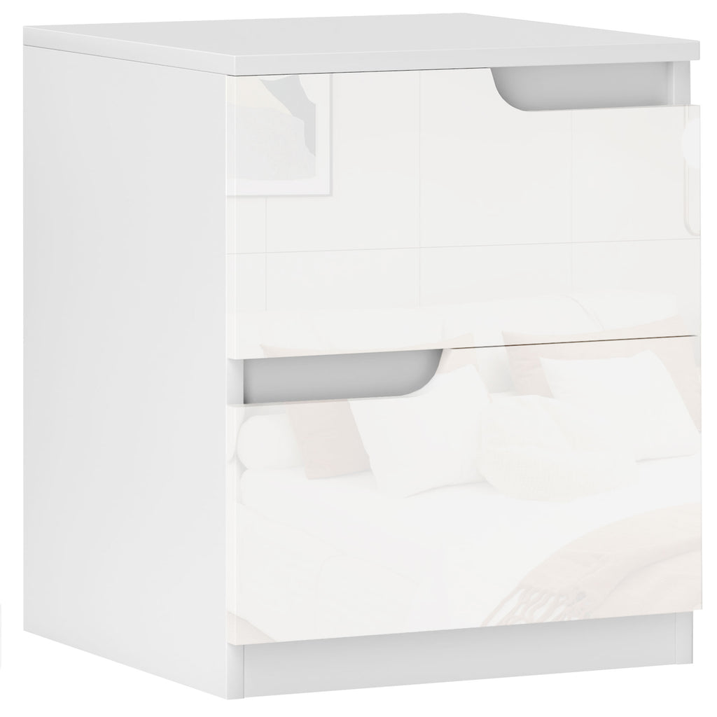 DodiOnline High Gloss Bedside Table - White