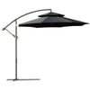 DodiOnline 2.7m Banana Parasol Cantilever Umbrella with Crank Handle, Double Tier Canopy and Cross Base for Outdoor, Hanging Sun Shade, Black