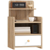 DodiOnline Multi-Storage Bedside Table - White/Wood-Effect