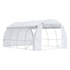 DodiOnline 4 x 3 x 2 m Polytunnel Greenhouse with Roll-up Side Walls, Walk-in Grow House Tent with Steel Frame, Reinforced Cover, Zipped Door and 12 Mesh Windows for Garden, White