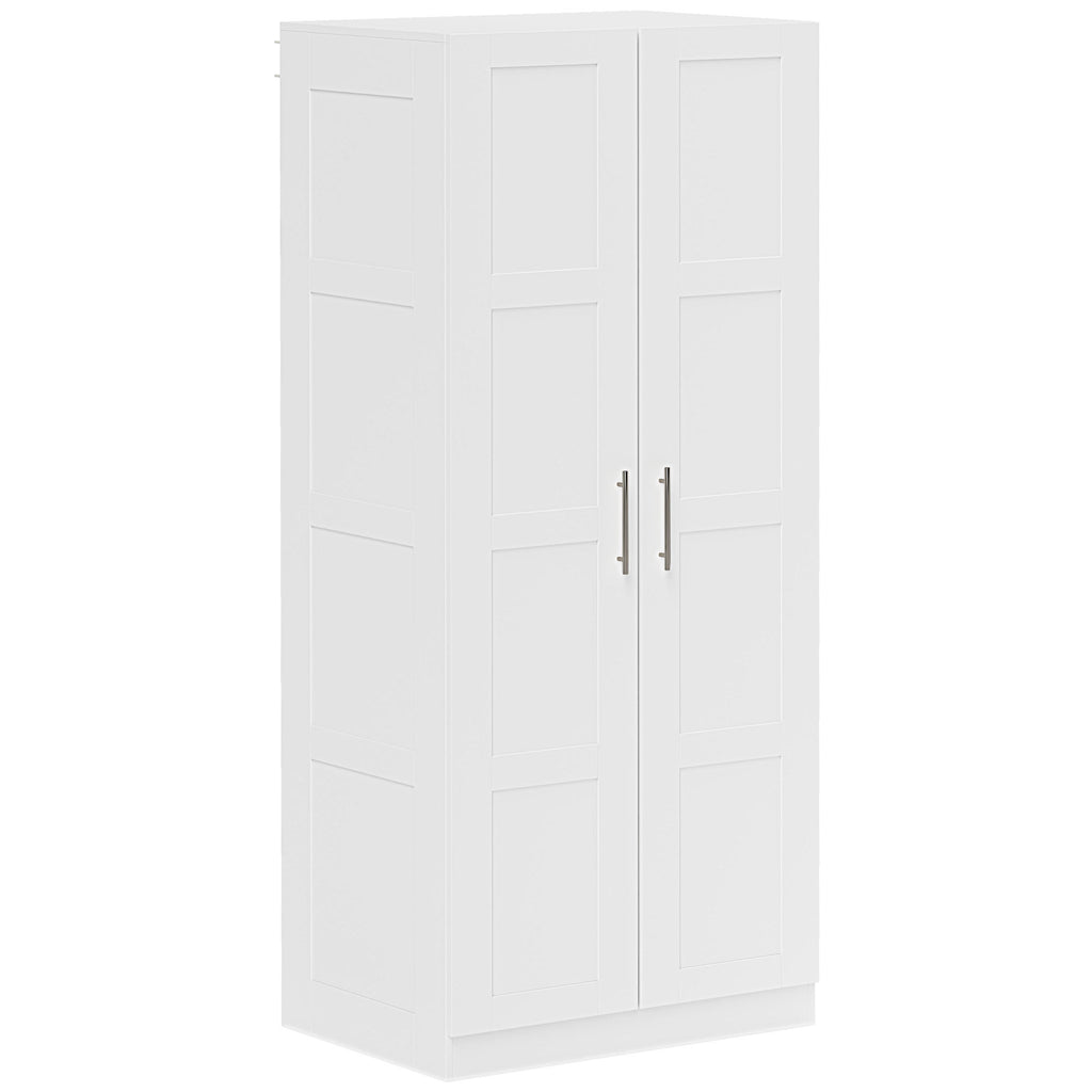 DodiOnline Double Paneled Door Wardrobe, with Shelves - White