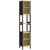 DodiOnline Bamboo-Blend Retro Cut-Out Tall Bathroom Storage Unit