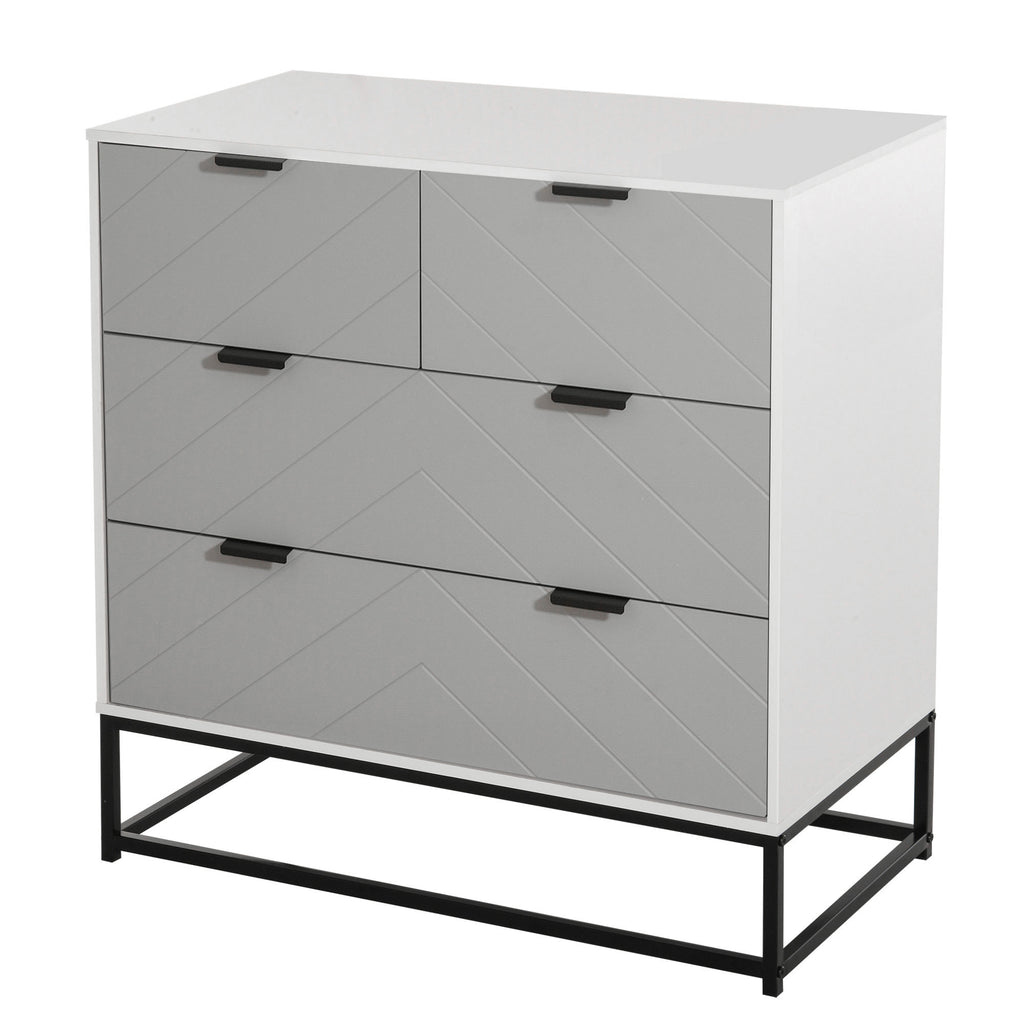 DodiOnline Chest of Drawers with Metal Handles Freestanding Dresser for Bedroom, Living Room