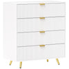 DodiOnline Elegant Four-Drawer Bedside Table - White