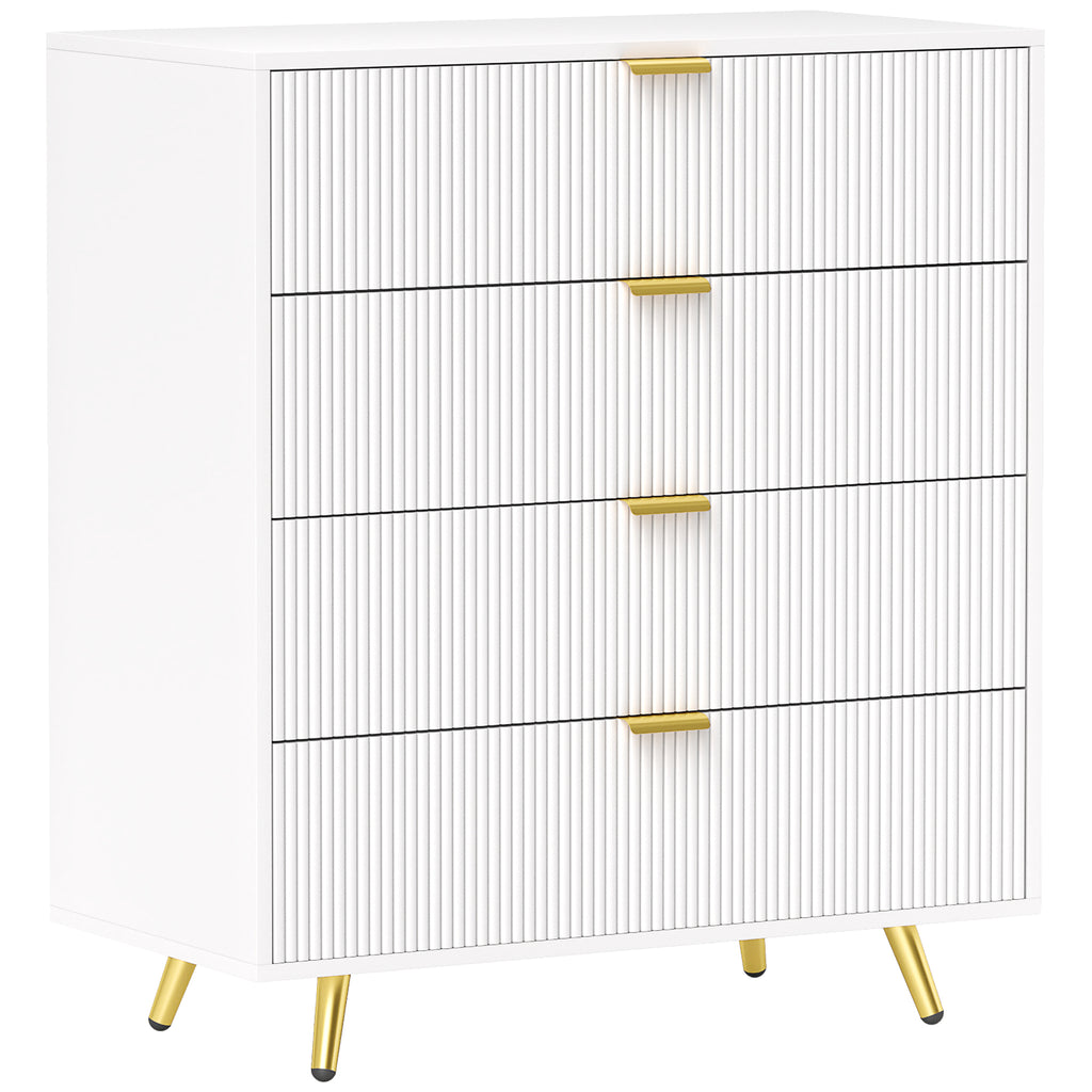 DodiOnline Elegant Four-Drawer Bedside Table - White