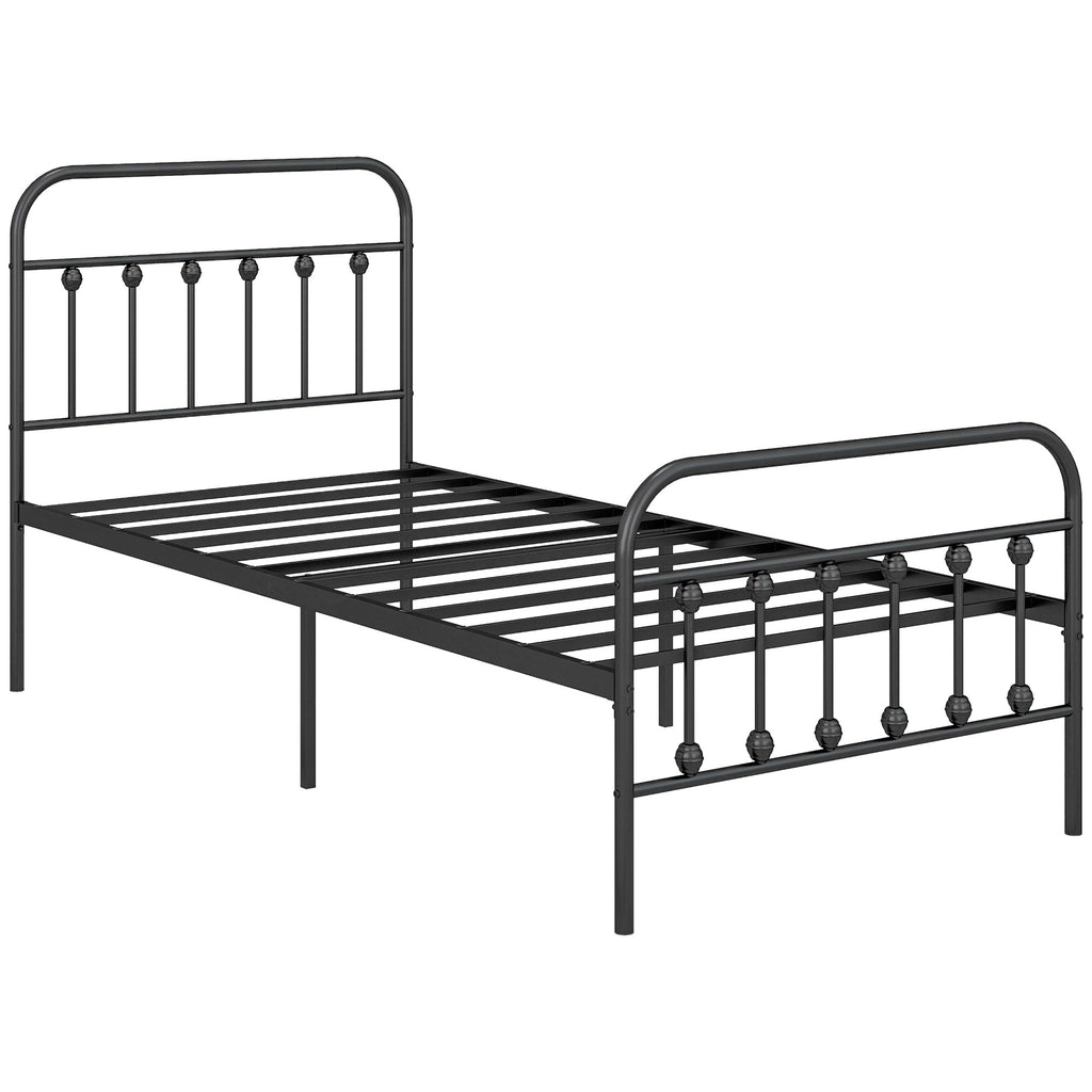 DodiOnline Single Minimalistic Metal Bed Frame - Black