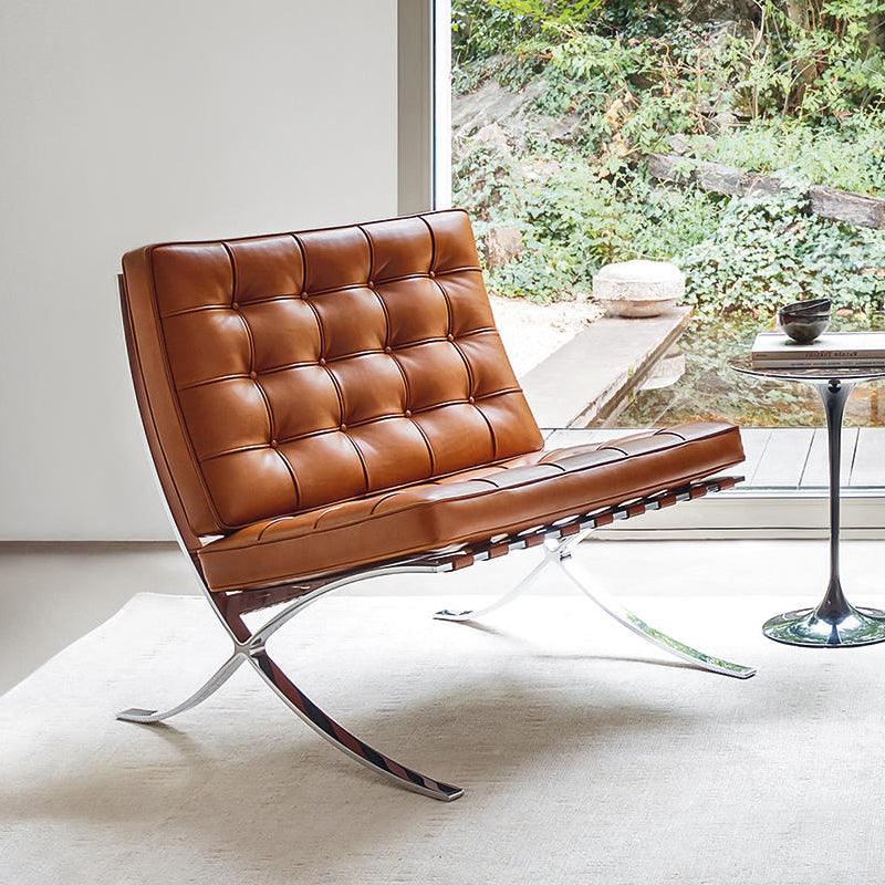 Barcelona Chair And Ottoman, Brown Leather | DodiTec WC1