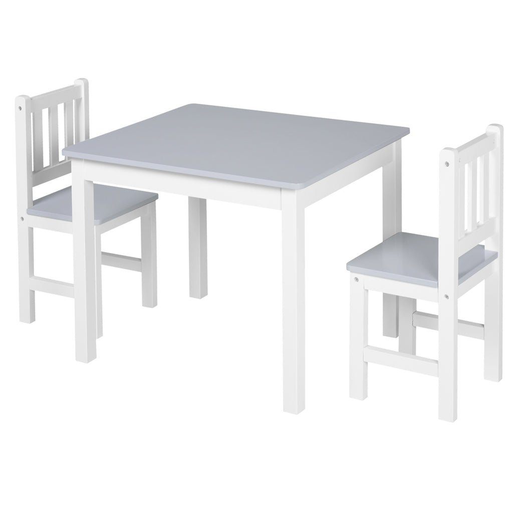 DodiOnline Kids Table and Chair Set 3 Pieces Toddler Preschoolers Desk with 2 Chairs for Indoor Study Rest Snack Time Grey