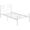 DodiOnline Single Bed Frame, Metal Bed Base with Headboard and Footboard, Metal Slat Support and 31cm Underbed Storage Space