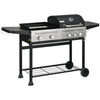 DodiOnline 15kW Deluxe Duo Gas BBQ, with Grill, Plancha and Side Burner - Black