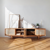 Pavia TV Stand, Rattan & Oak