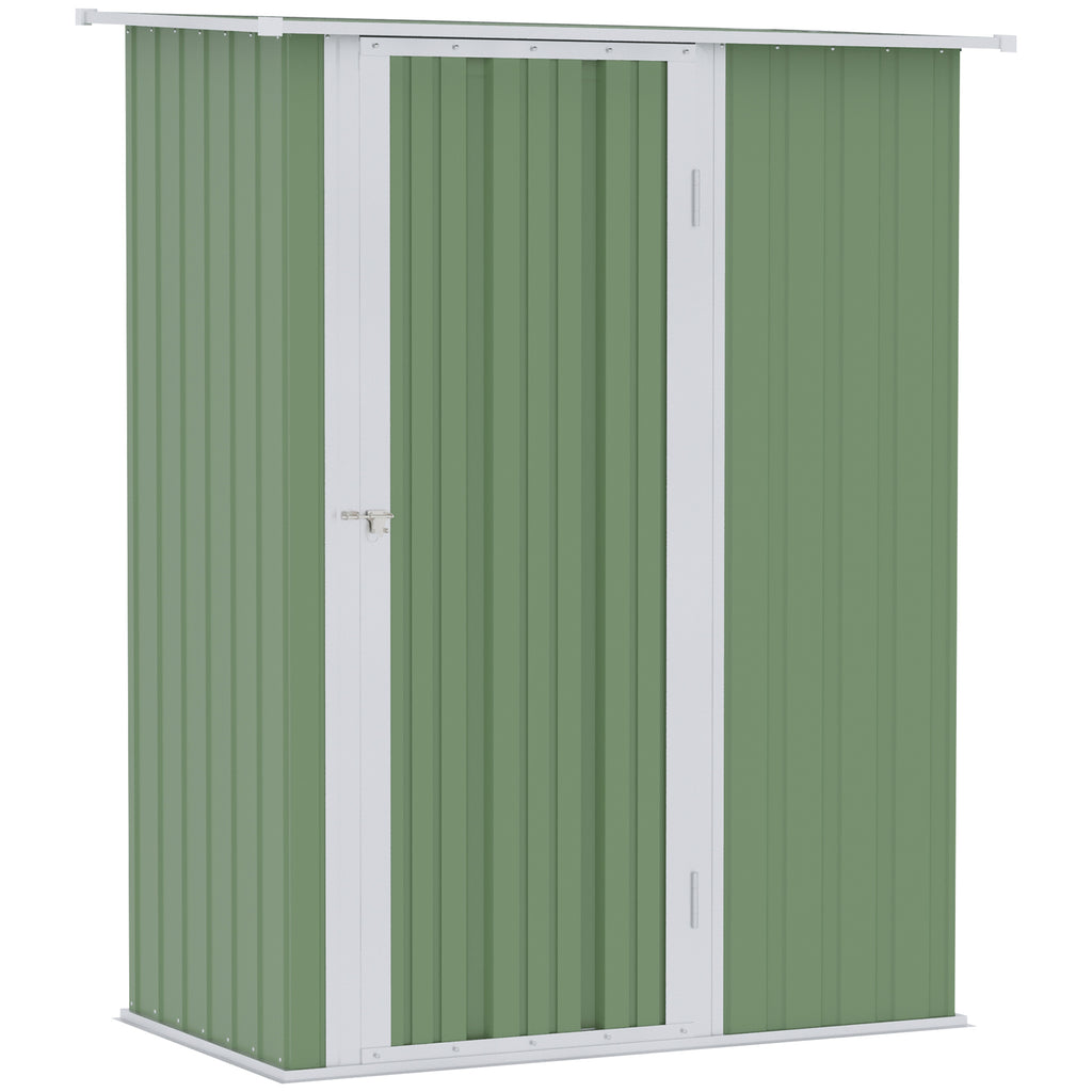 DodiOnline 5ft x 3ft Garden Metal Storage Shed, Outdoor Tool Shed with Sloped Roof, Lockable Door for Tools, Equipment, Light Green