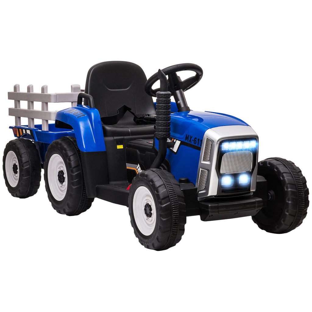 DodiOnline Ride On Tractor, Battery Powered Electric Car, with Detachable Trailer, Remote Control, Music - Blue