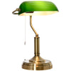 DodiOnline Banker's Desk Lamp with Antique Bronze Tone Base, Table Lamp with Green Glass Shade for Home Office, Green