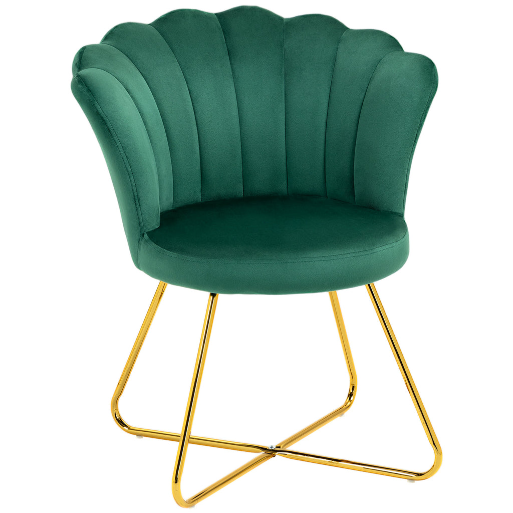 DodiOnline Velvet-Feel Lotus Petal Accent Chair - Green