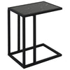 DodiOnline C Shape Bedside Table w/Metal Frame Marble-Effect Top Sofa Narrow Snack End Table for Living Room, Black