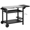 DodiOnline Multi-Feature BBQ Grill Table, with Stainless Steel Top - Black