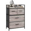 DodiOnline Rustic Chest of Four Fabric Drawers - Grey Wood Effect