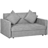 DodiOnline 2 Seater Sofa Bed, Convertible Bed Settee, Modern Fabric Loveseat Sofa Couch with 2 Cushions, Hidden Storage for Living Room, Guest Room, Light Grey