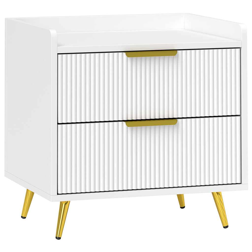 DodiOnline Elegant Two-Drawer Bedside Table - White