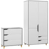 DodiOnline Bedroom Furniture Set, Wardrobe with Hanging Rail, 3 Drawer Chest of Drawers with Cut-out Handles, Grey and White