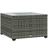 DodiOnline 62 x 62cm Glass-Top Rattan Side Table - Light Grey