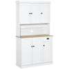 DodiOnline 180cm Freestanding Kitchen Cabinet, Modern Storage Cupboard with Open Countertop, Drawer and 6 Doors