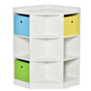 DodiOnline 3 Tier Kids Bookcase Toy Organiser Storage w/ 3 Fabric Drawers, White